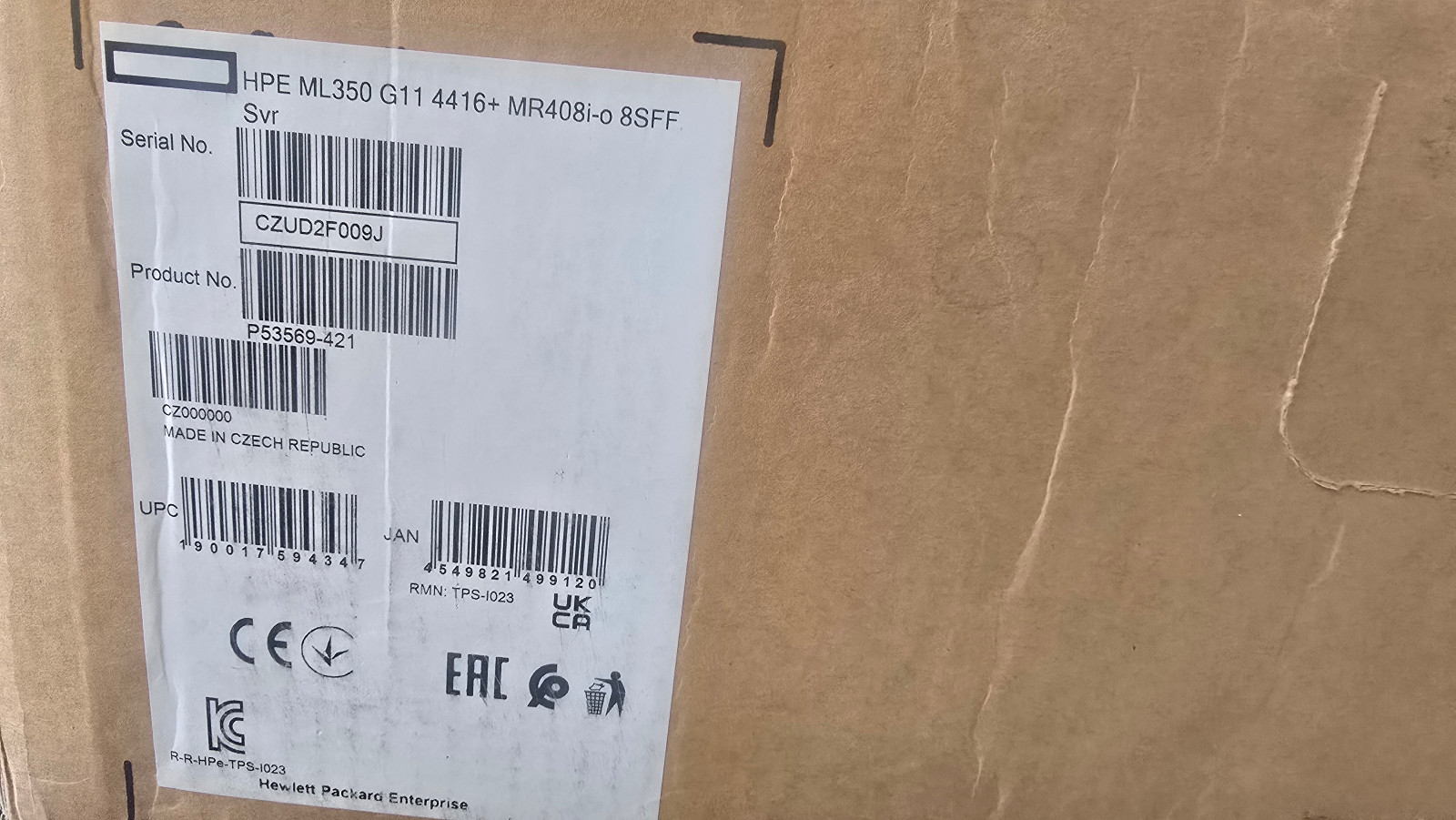 HPE ML350 Gen11 Xeon 4416+ 20Core 2GHz 32GB RAM 8SFF MR408 RAID 3YEAR WARRANTY