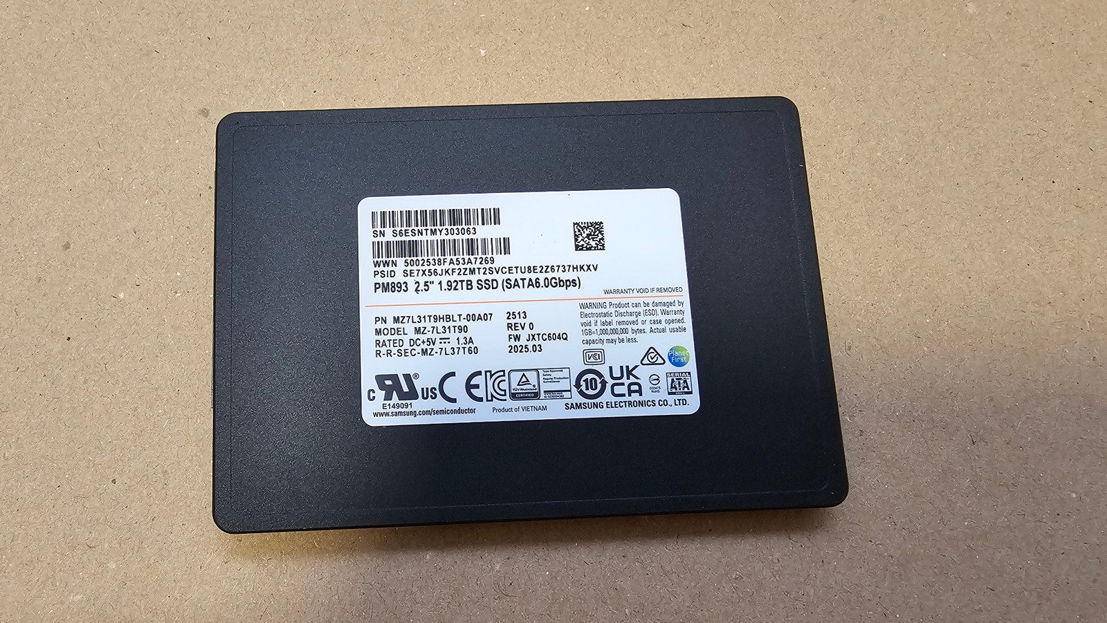 +NEW + Samsung 1.92TB PM893 2,5