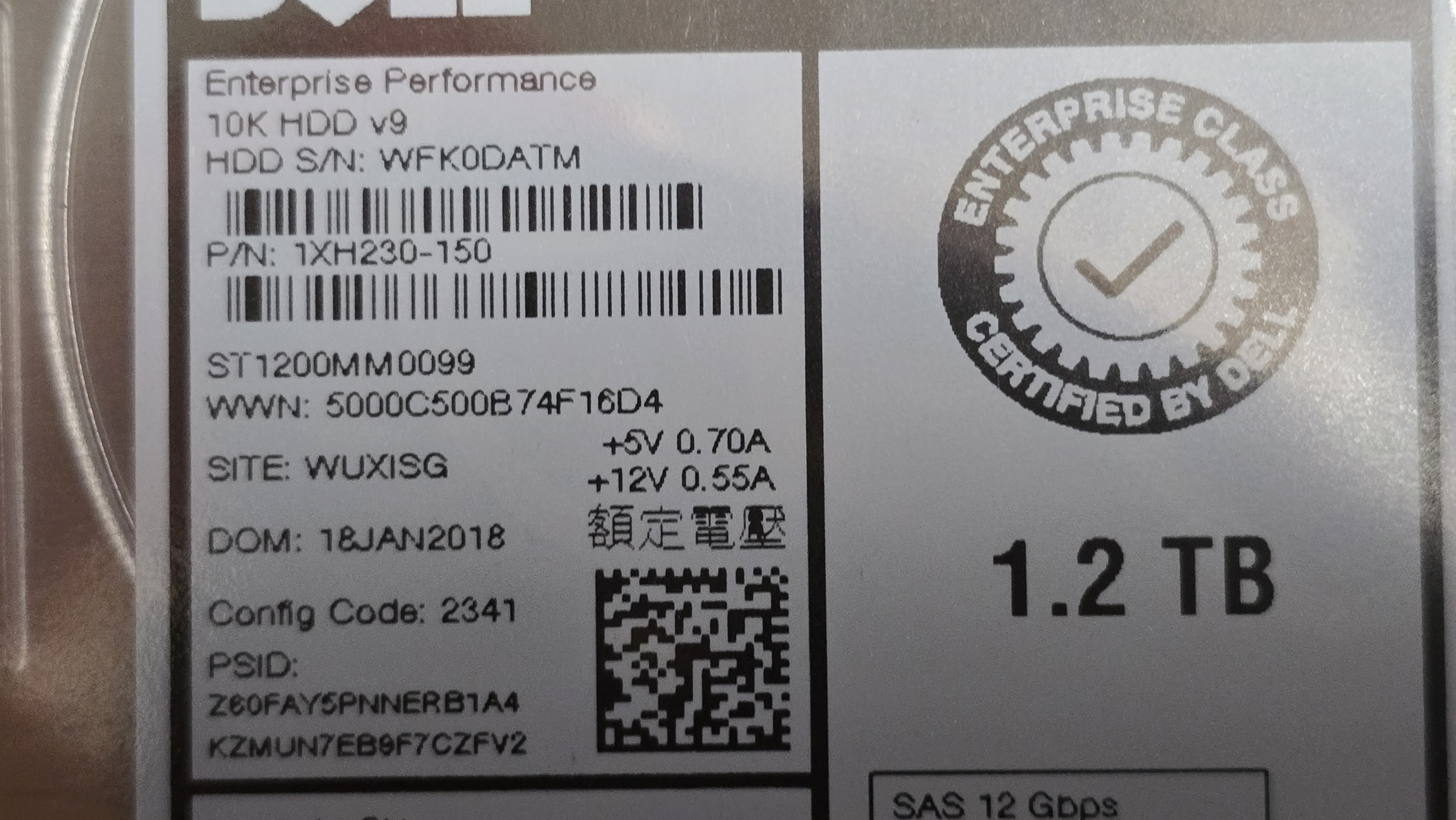 NEW Dell 1.2TB 12G 10K SAS 2,5" SFF ST1200MM0099 Enterprise 0G2G54 2Y. WARRANTY 5