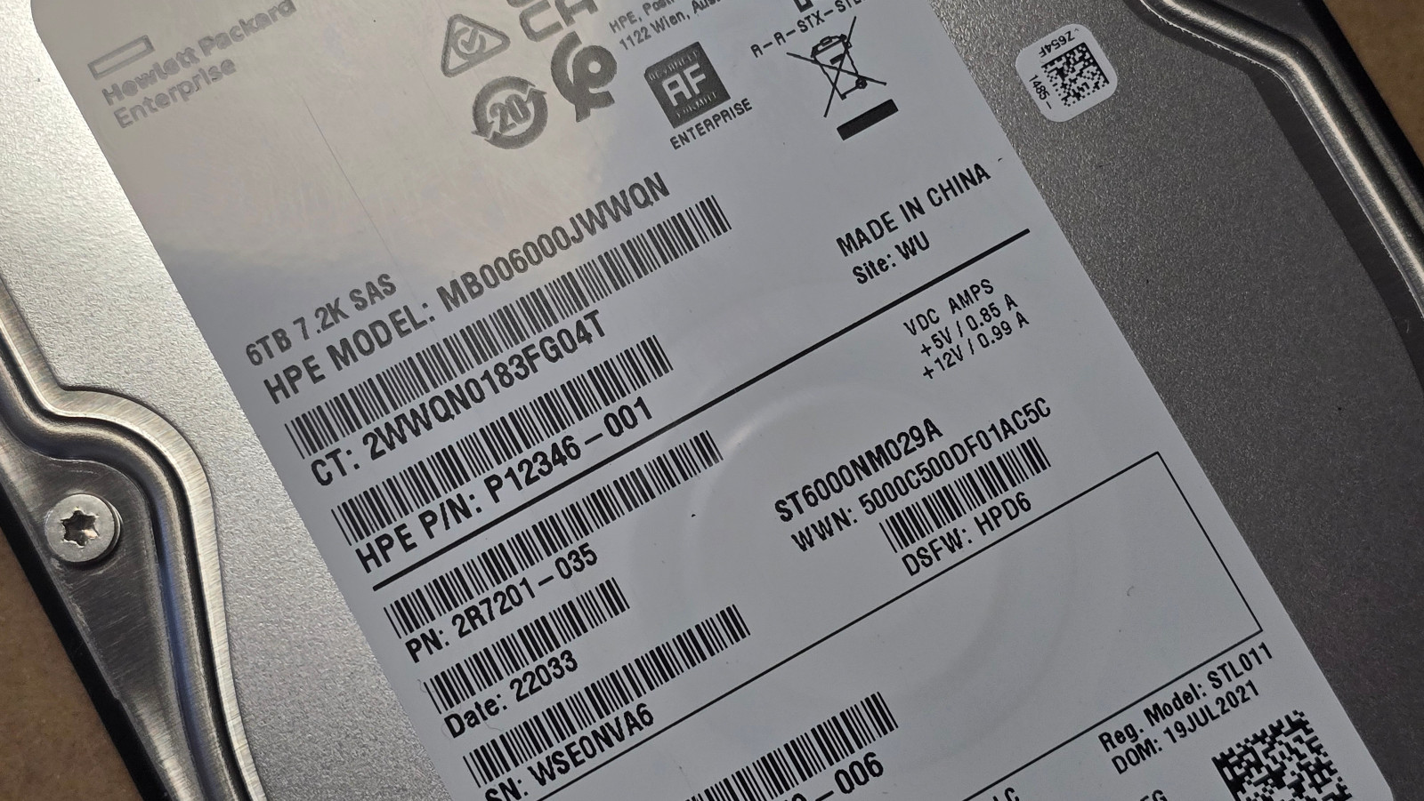 NEW HPE 6TB 12G SAS HDD LFF 3,5
