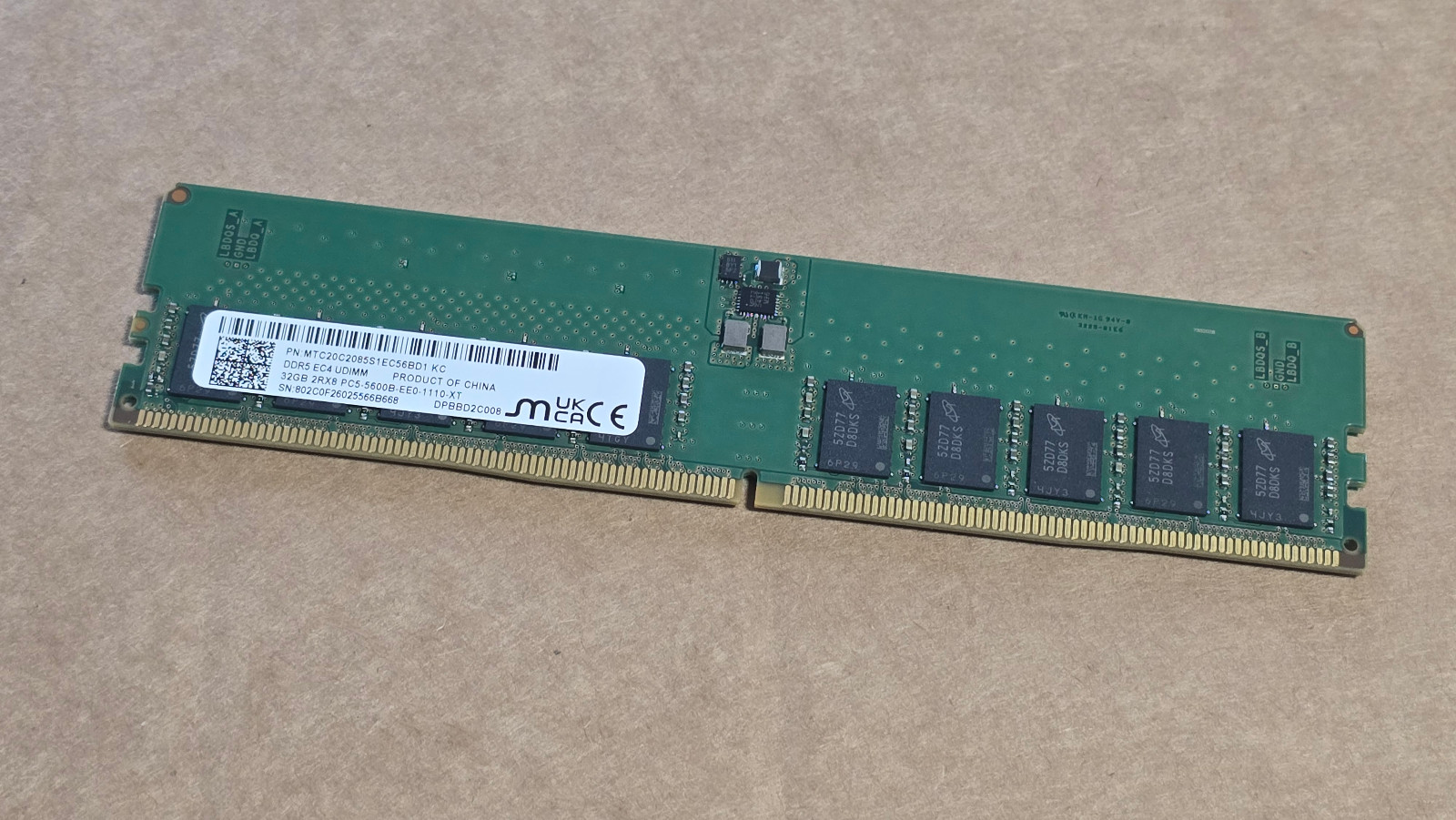 NEW 32GB DDR5 ECC UDIMM 44800E 5600MHz MTC20C2085S1EC56BD1 Dell T3JMN 3YEAR WARR