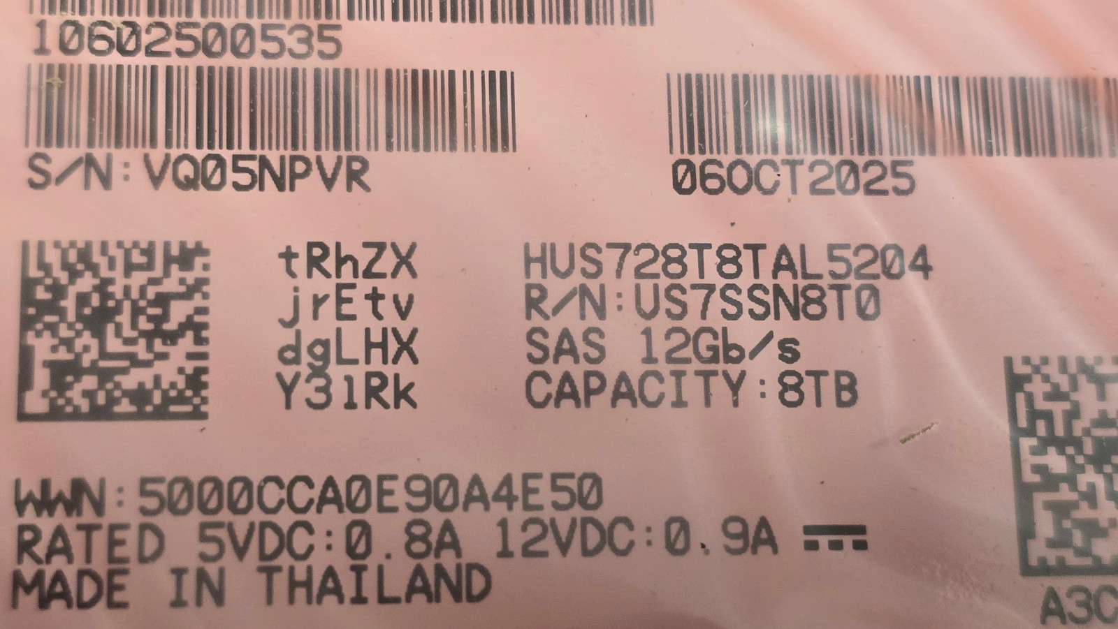 NEW Fsas Fujitsu 8TB 12G SAS LFF Hot Swap HUS728T8TAL5204 PY-CH8T7B9 Enterprise 5