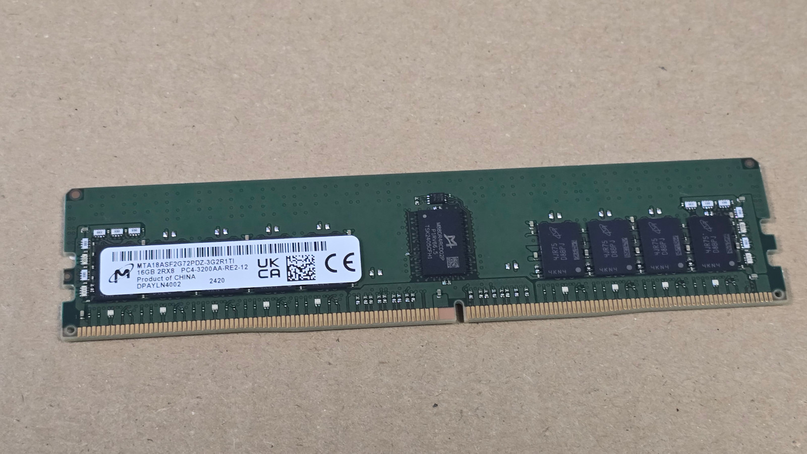 NEW 16GB DDR4 ECC RDIMM 2Rx8 25600R 3200MHz Lenovo 5M30V06904 MTA18ASF2G72PDZ-3G